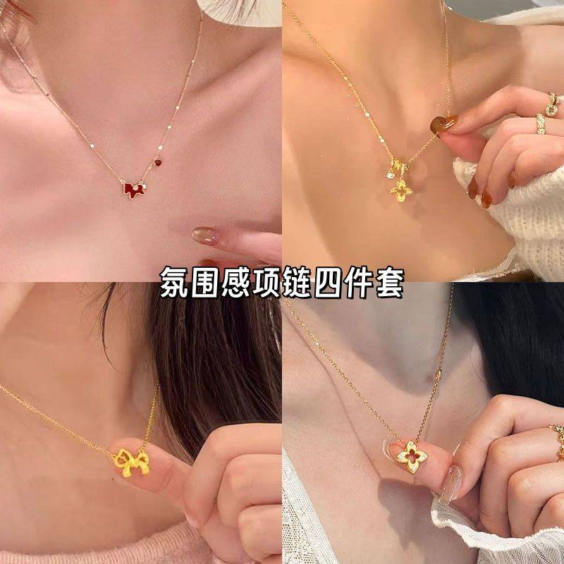 新年红色滴油金边小马项链女轻奢高级感锁骨链配饰气质毛衣链颈链,饰品/流行首饰/时尚饰品新,项链,淘宝优惠券,粉丝福利购,淘宝优惠卷