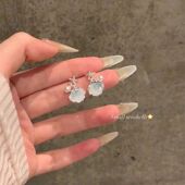 夏日碎冰蓝水晶海星贝壳珍珠耳环女高级感气质耳钉耳饰