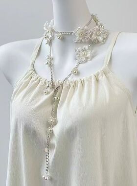 气质名媛风百合花朵项链轻奢时尚高级感小众锁骨链性感身体链腰链