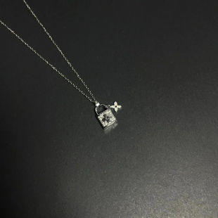 Vintage 古著Lockhead Clover独特设计同心锁锁骨链情侣项链