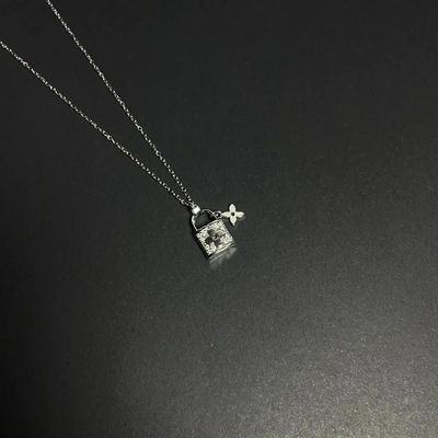 Vintage 古著Lockhead Clover独特设计同心锁锁骨链情侣项链