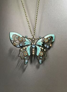 Klein Blue Butterfly古铜项链|老货