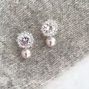 幻境之城新款珍珠闪锆雪花耳钉女千金高级感轻奢气质几何耳环