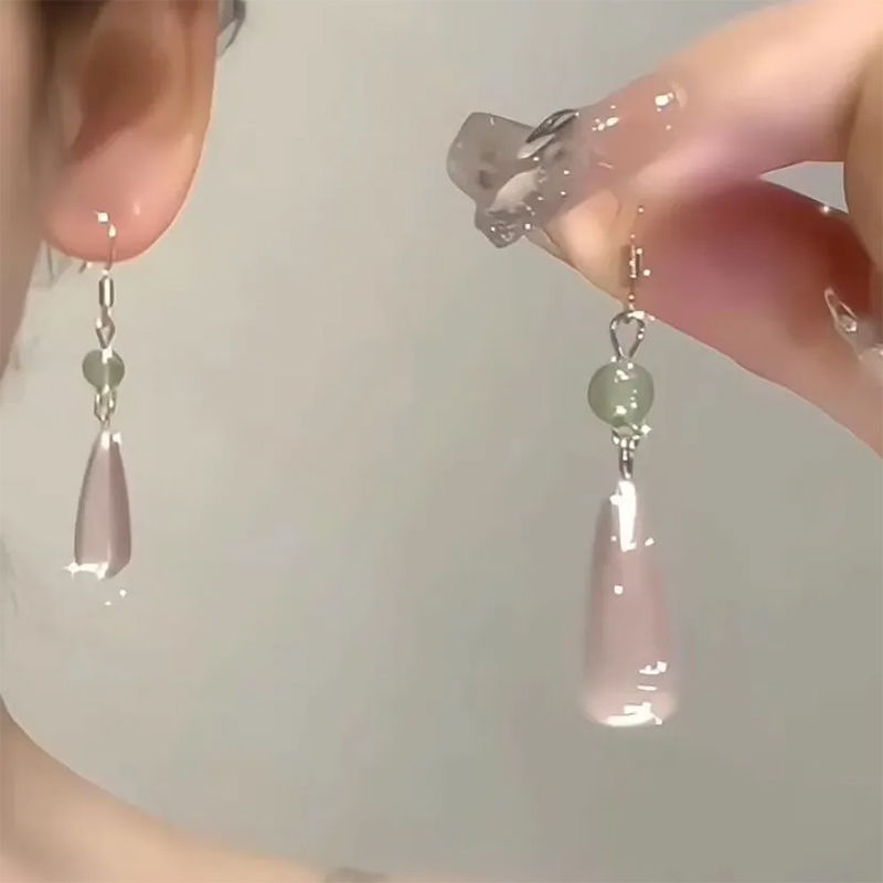 气质长款水滴耳钉耳夹新款