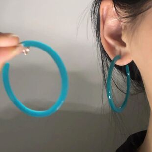 「云水生烟」小清新果冻色圆圈耳环复古港风显脸小耳饰