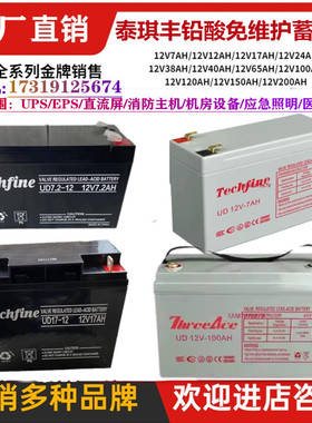 Techfine 泰琪丰蓄电池UD12V-17AH安防7.2AH9A12A24A38A40A65A100