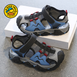 小黄鸭男童包头凉鞋夏季2025新款软底防滑儿童鞋轻便运动沙滩鞋子