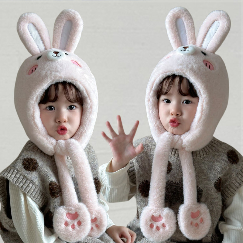 儿童帽子围巾一体秋冬季可爱宝宝超萌包头帽男女童加厚护耳毛绒帽,童装/婴儿装/亲子装,帽子,淘宝优惠券,粉丝福利购,淘宝优惠卷