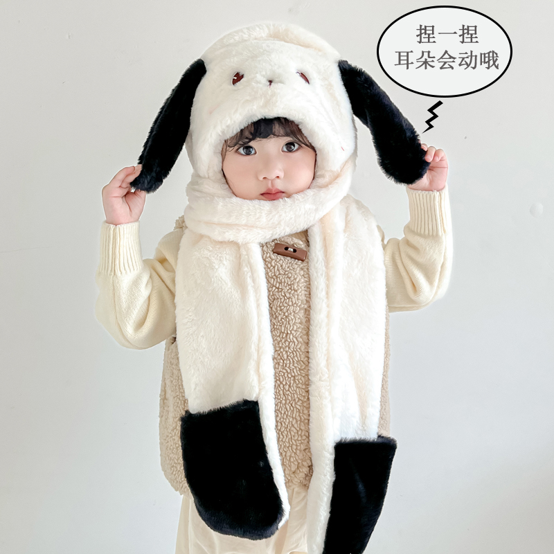 耳朵会动儿童帽子秋冬加绒