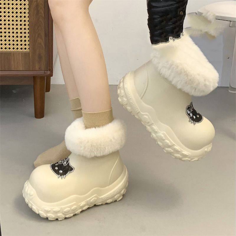 可爱防水防滑雪地靴女2025新款秋冬外穿厚底加绒加厚保暖棉鞋,女鞋,时尚雪地靴,淘宝优惠券,粉丝福利购,淘宝优惠卷