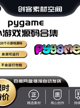 新品爆款20个python编程pygame经典小游戏案例源码全集正常运行