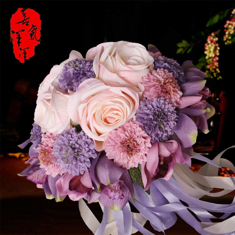 新娘手花捧花 结婚欧式森系仿真小清新高档婚礼婚纱照道具手抛花