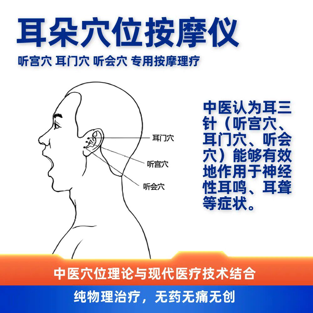 耳聋耳鸣神经性耳鸣耳朵嗡嗡响蝉鸣耳部按摩器穴位经络针灸按摩