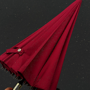 红伞结婚专用16骨自动雨伞长杆加大双人撑结实耐用抗风暴雨专用女