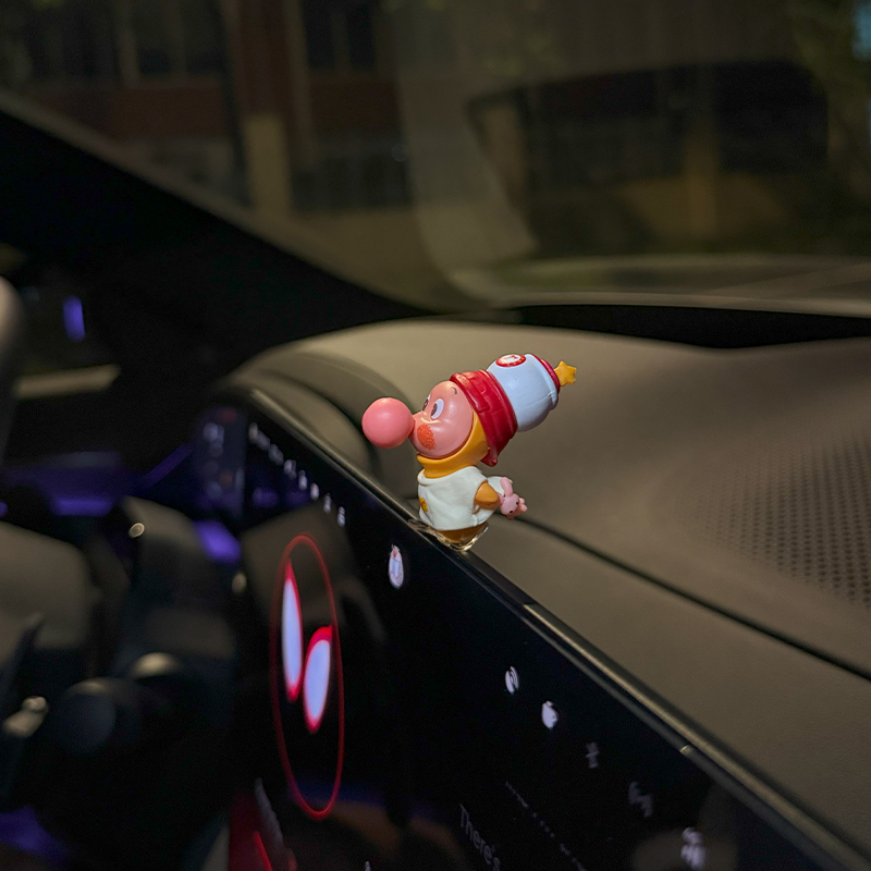 可爱吹泡泡星星人公仔车载显示屏萌粒玩偶中控台卡通迷你摆件饰品