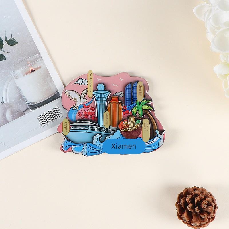 冰箱贴创意磁吸文创DIY厦门城市旅游景点纪念品木质滴胶冰箱贴