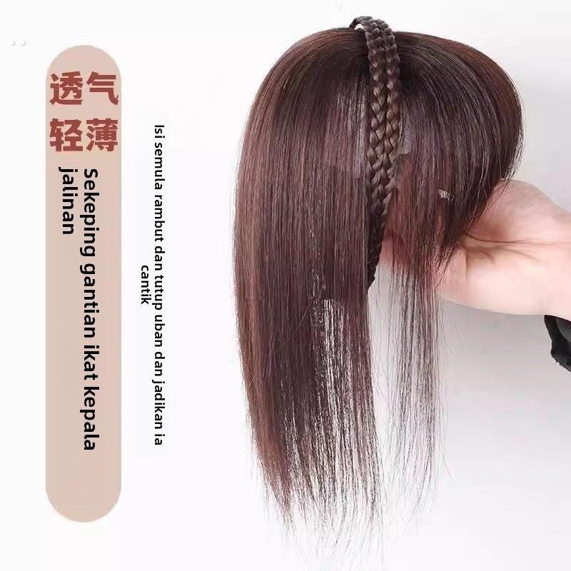 发箍刘海一体真发遮白发神器假发发片头顶前额的头饰遮盖发卡发套