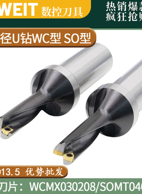 小直径u钻暴力钻WC型SO SP型平底快速钻头内冷D10-D13.5数控小U钻