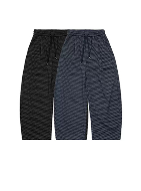 Vintageble【羊毛混纺格子裤】双色格纹美式宽松垂感直筒休闲裤