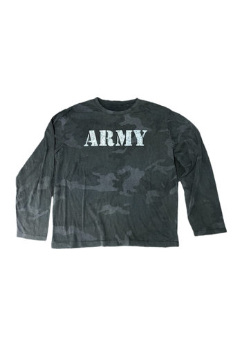 VINTAGEBLE[ARMY Tee] 黑迷彩单缝线美式水洗做旧印花长袖罩衫