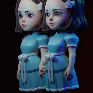 闪灵双胞胎格雷迪姐妹3d打印模型文件STL文件高精度24H自动发货