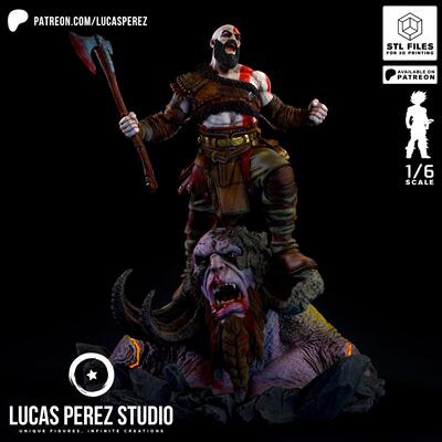 独家gk白模战神 奎托斯3d打印模型白模上色练习高颜值限量版