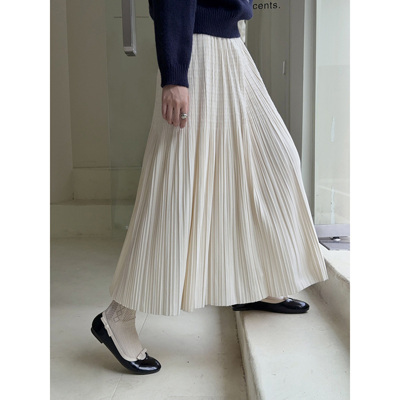 【fufu暖冬华夫皱】2025复古丝绒百褶半身裙女冬季新款a字裙N809C