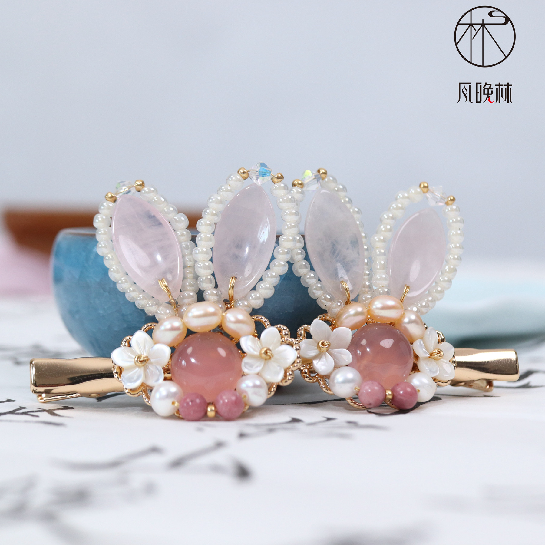 风晚林原创古风头饰日常汉服打搭配饰品中秋玉兔发夹配饰对夹朱樱,饰品/流行首饰/时尚饰品新,发饰,淘宝优惠券,粉丝福利购,淘宝优惠卷