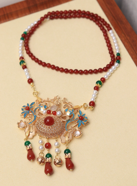 新中式红玛瑙保色金软璎珞项链