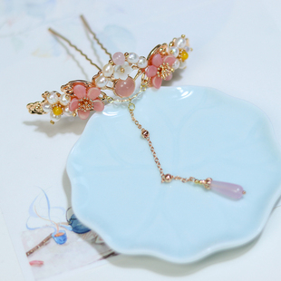 风晚林原创古风仙女儿童汉服配饰发冠流苏多用眉心坠桃李若梦