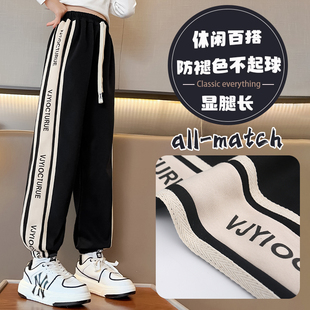 女童加绒加厚裤子2025秋冬季新款儿童黑色运动裤女大童一体绒卫裤