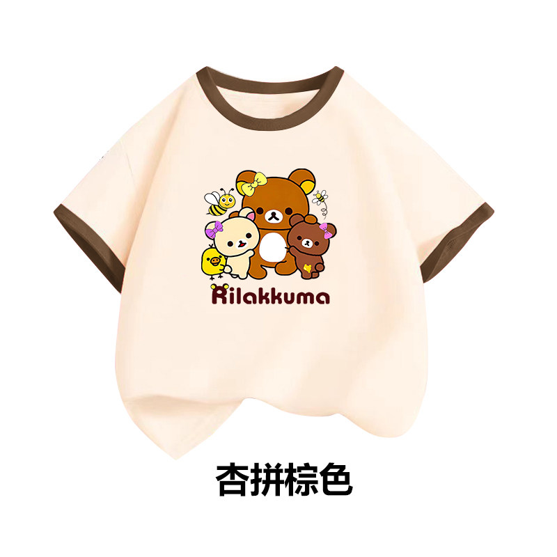 儿童短袖t恤女童宽松纯棉2026夏季新款插领袖撞色卡通打底衫上衣