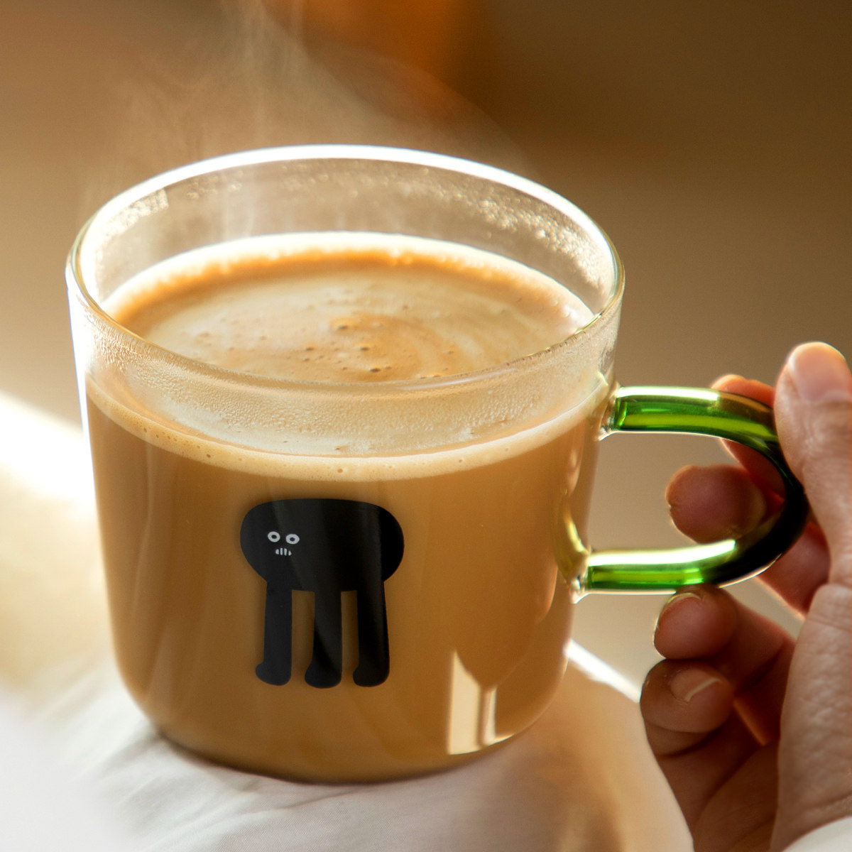 明三宅家原创日式耐高温手工圆形玻璃印花大容量早餐杯子奶茶杯