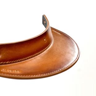 全皮帽檐-棕皮黑皮碳纤维摩托车复古半盔配件真皮法国veldt头盔