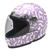 VELDT碳纤维复古头盔摩托车半盔3 Lilac Doodle丁香涂鸦全盔 4盔