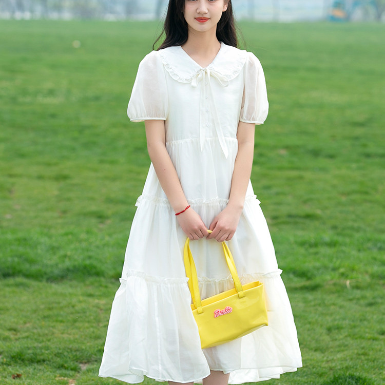 少女连衣裙仙气超仙森系初中学生夏装大童高中女生夏季白色公主裙