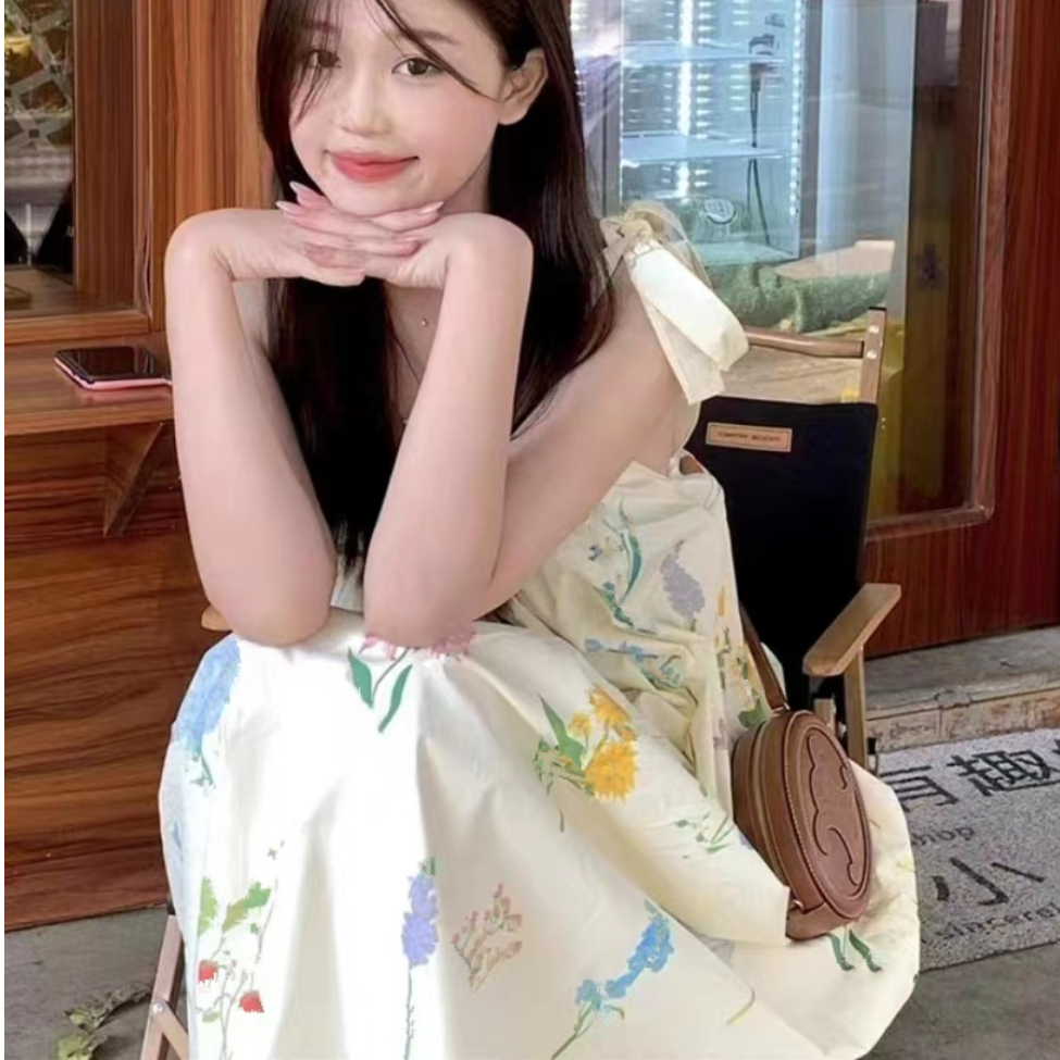 海边度假碎花吊带连衣裙女夏季沙
