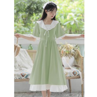 学院风连衣裙少女夏装2025新款初高中学生时尚可爱日系甜美长裙子