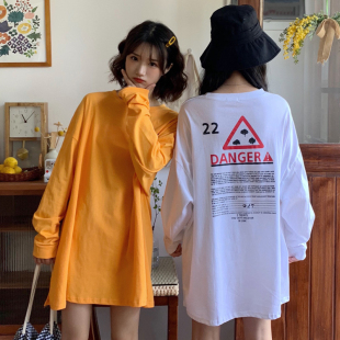 中长款T恤卫衣女2025春秋新款韩版学院风学生大码宽松慵懒上衣服