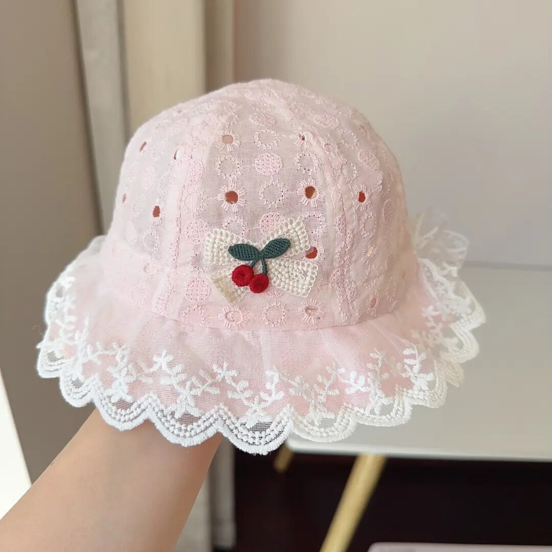 春夏甜美樱桃防晒女童渔夫盆帽