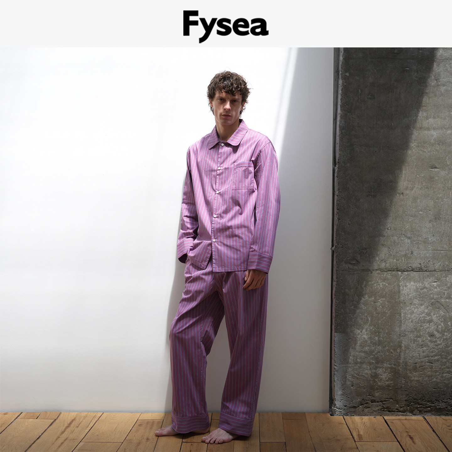 Fysea潮汐紫条纹纯棉家居服图片