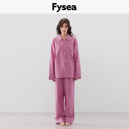 fysea野莓色条纹纯棉家居服