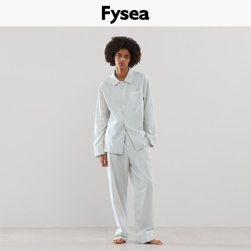 Fysea冰川蓝条纹睡衣男女款