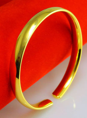 千影珠宝手镯男士女款仿金首饰光面开口镯子仿金子结婚饰品送朋友