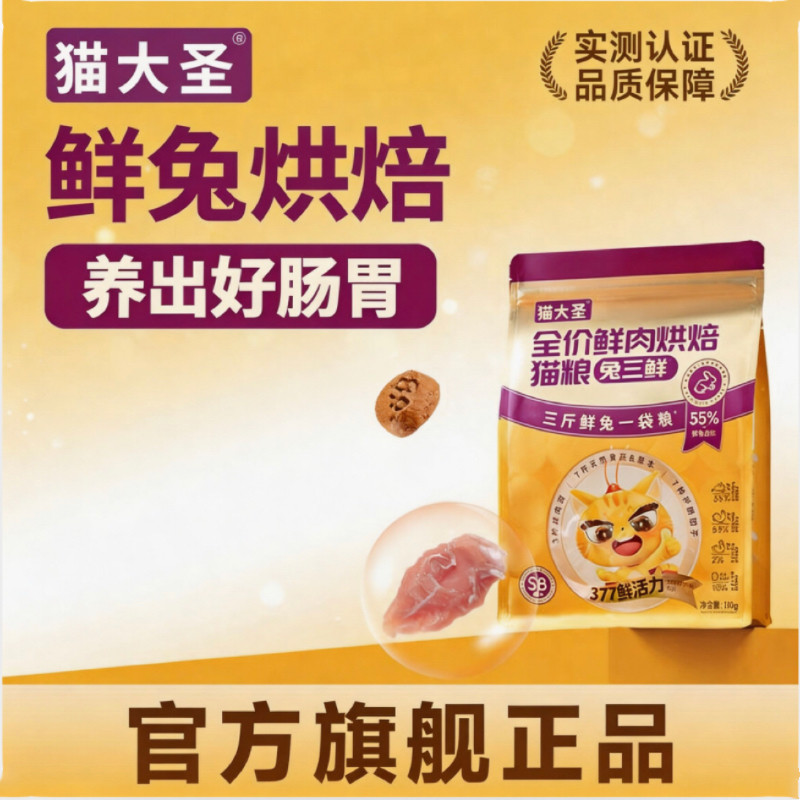 猫大圣S8兔三鲜烘焙猫粮官方旗舰店正品全价鲜肉生骨肉幼猫成猫粮