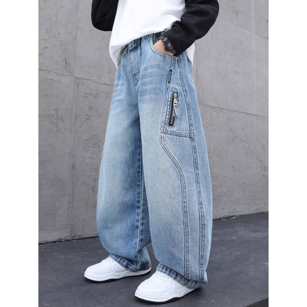 官方品牌儿童牛仔裤男春秋款2026新款男童直筒裤子春款大男孩工装