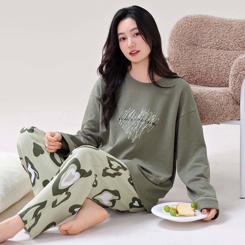 官方品牌带胸垫睡衣女款2026年新款春秋款秋季纯棉女士长袖休闲家