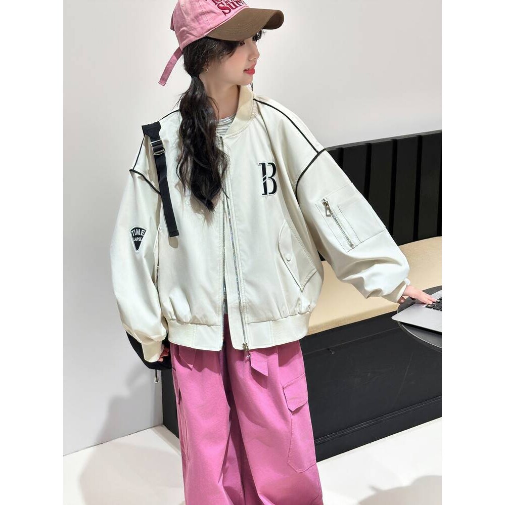 官方品牌女童外套春秋2026新款春装洋气儿童运动夹克女大童时髦炸