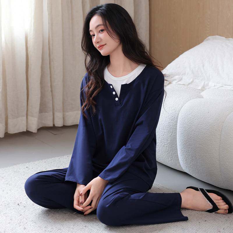 官方品牌睡衣女款2026新款秋春季纯棉带胸垫女士春秋款长袖全棉家