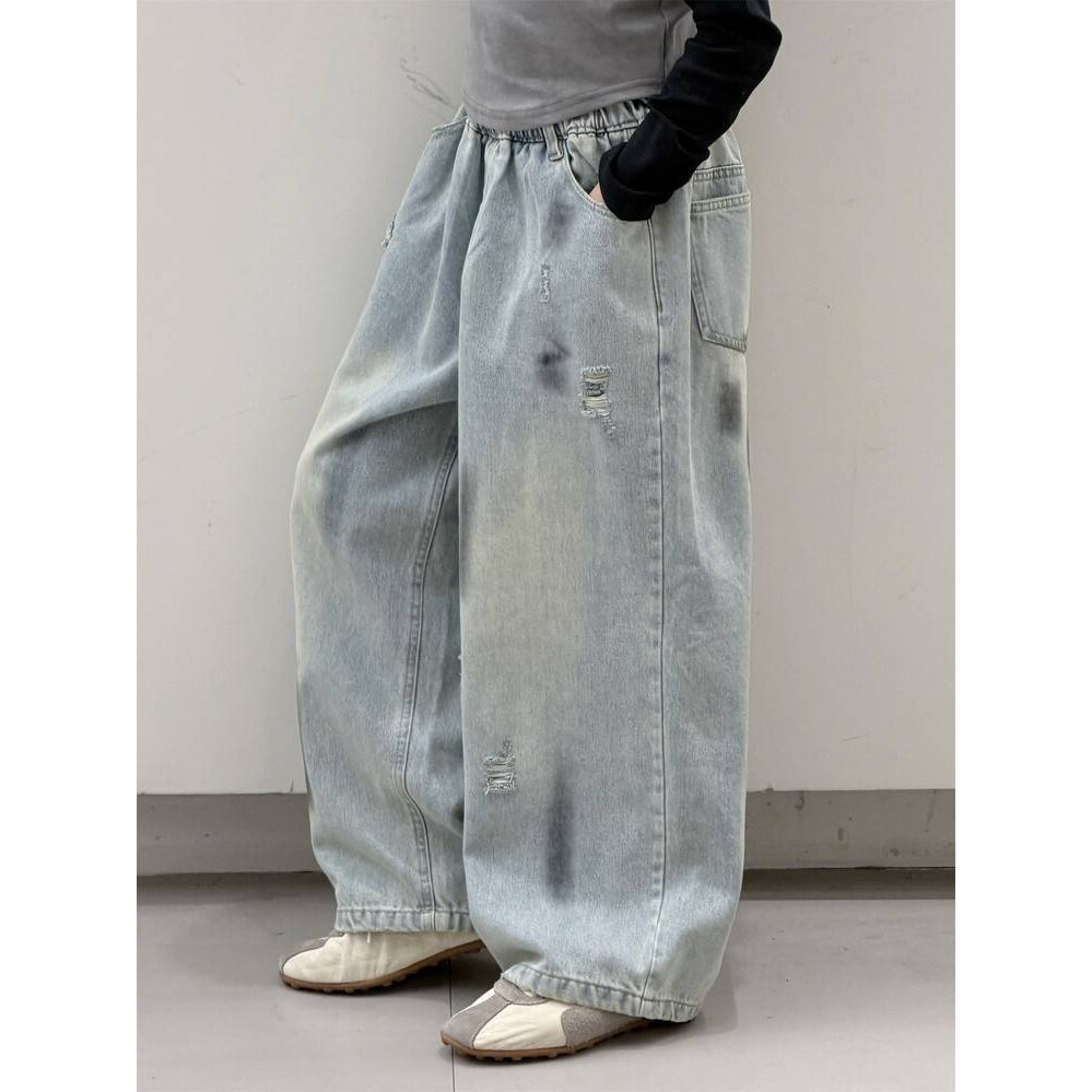 官方品牌女童牛仔裤2026新款春装洋气大童超好看宽松浅色直筒阔腿